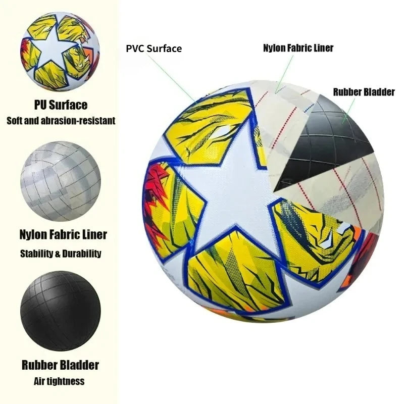 High Quality Soccer Balls,Official Size 5 PVC Material Goal Team Outdoor Match Game Football Training Ballon De Foot.