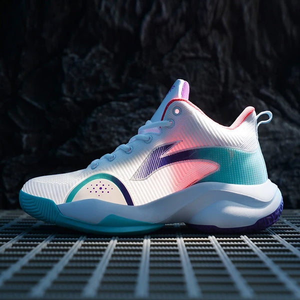 Practical Versatile Basketball Sneakers Solid Color Breathable Non Slip Shock Absorbing Wear Resistant Daily Student Training Ca