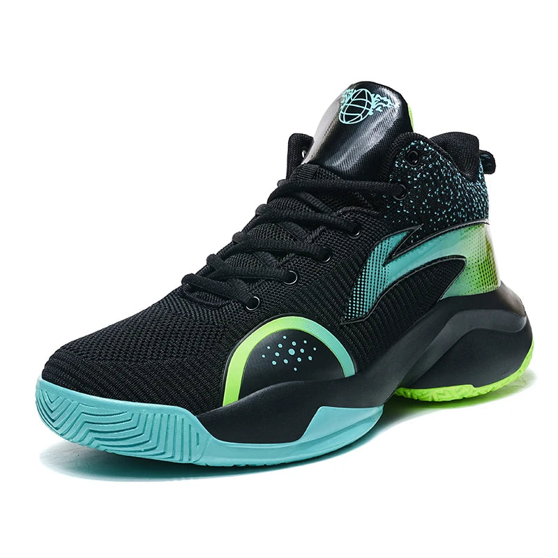 Practical Versatile Basketball Sneakers Solid Color Breathable Non Slip Shock Absorbing Wear Resistant Daily Student Training Ca